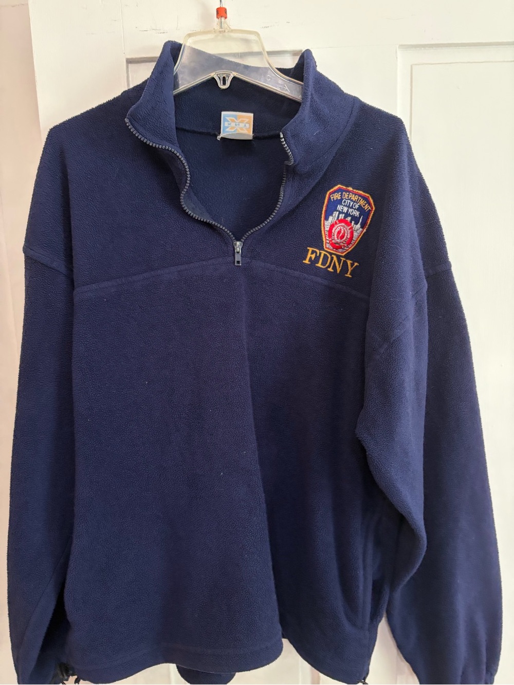 MENS Navy FDNY Quarter-Zip Fleece Pullover